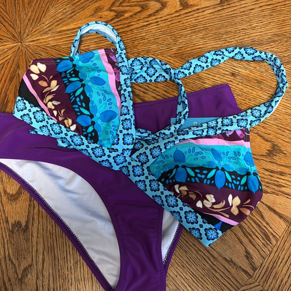 Cupshe NWT M TOP & beachsissi S bottom blues purples sexy 2-piece bikini set